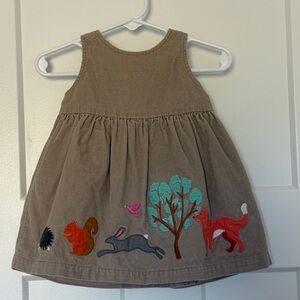 Baby Boden Woodland Animal Corduroy Pinafore Pinnie Dress - 3-6 Months